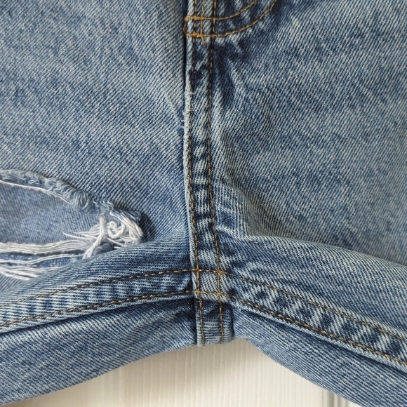 Topshop Distressed Medium Wash High Rise Straight Leg Button Fly Dad Jeans 28 - Picture 12 of 14
